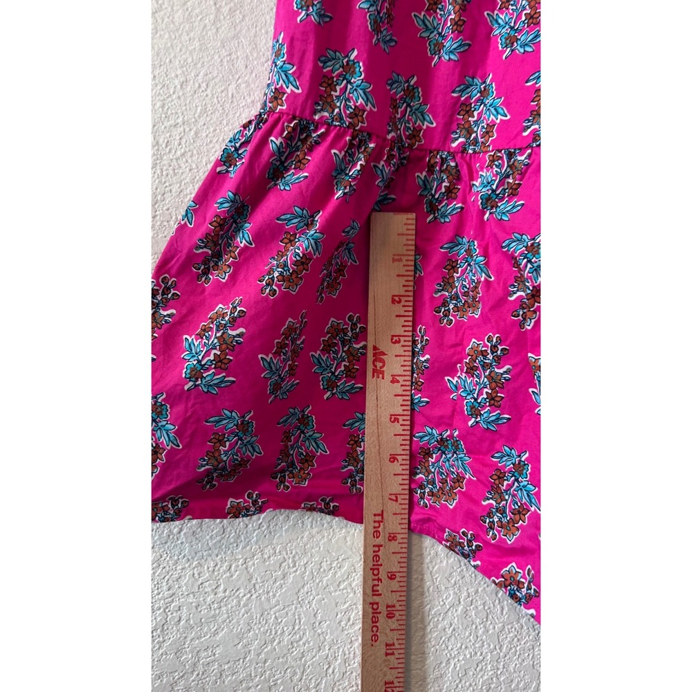 J.Crew Pink Floral Brunch Block Print Puff Sleeve Tiered Midi Dress SZ 8 - Picture 6 of 9